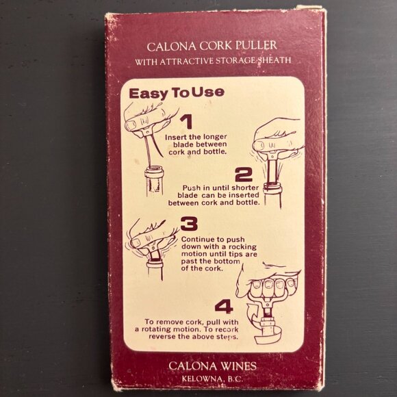 Vintage Calona Wines Kelowna B.C. Corkscrew in Original Box - Picture 3 of 4